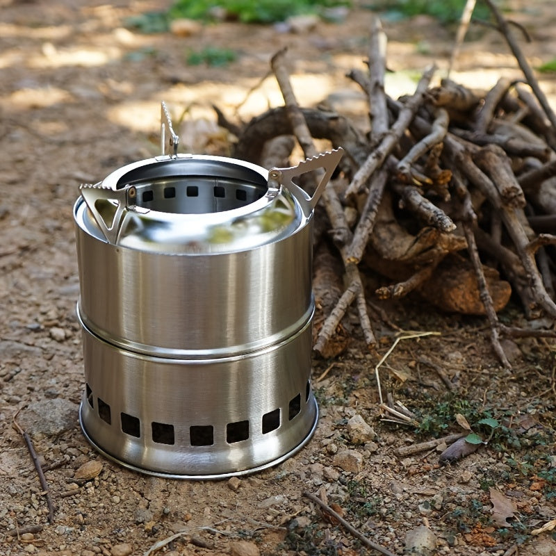 Portable Outdoor Camping Stove: Mini, Stainless Steel, Wood Burning - Perfect for Your Next Adventure!