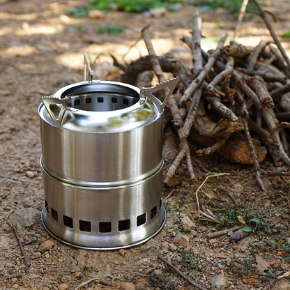 Portable Outdoor Camping Stove: Mini, Stainless Steel, Wood Burning - Perfect for Your Next Adventure!