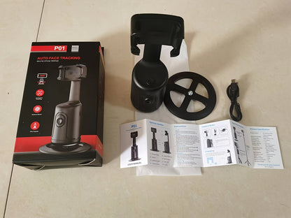 [HKXYK 360° Tripod] HKXYK 360° Rotating Face Tracking Tripod for Phone | Smart Vlogging & Streaming Holder with Rechargeable Battery, Stable Phone Mount for Live Videos, Outdoor Photography, Travel Vlogging, Modern Design,