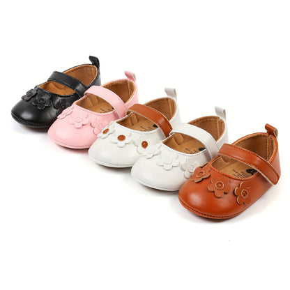 Baby Girls Mary Jane Flats With Bowknot Non Slip Soft Sole Newborn Infant Toddler First Walker Crib Dress Shoes