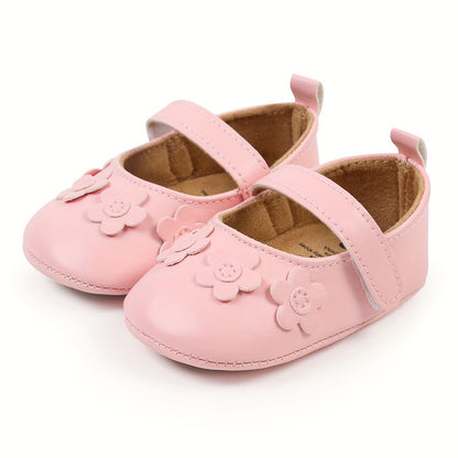 Baby Girls Mary Jane Flats With Bowknot Non Slip Soft Sole Newborn Infant Toddler First Walker Crib Dress Shoes