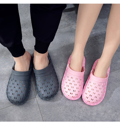 Women's Hollow Out Flat Clogs, Breathable & Lightweight Beach Sandals, Indoor & Outdoor Slippers