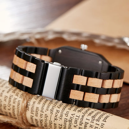 Wood Watch Rectangle Dial Wooden Watches for Men Quartz Movement Mens Watches