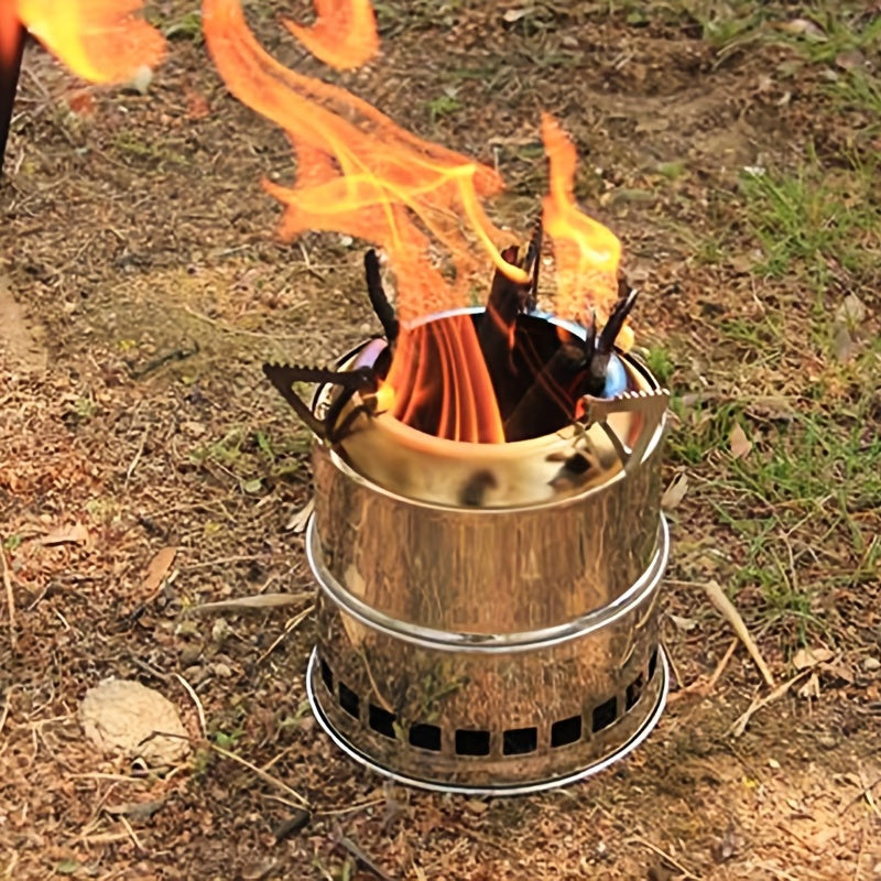 Portable Outdoor Camping Stove: Mini, Stainless Steel, Wood Burning - Perfect for Your Next Adventure!
