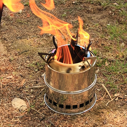 Portable Outdoor Camping Stove: Mini, Stainless Steel, Wood Burning - Perfect for Your Next Adventure!