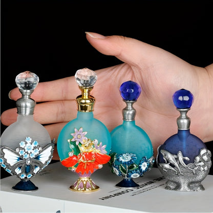 Unique Glass Empty Perfume Bottles - Dolphin and Red Cardinal Bird Designs, Valentines Day Gift Ideas, Collectible Decorative Containers with Lid