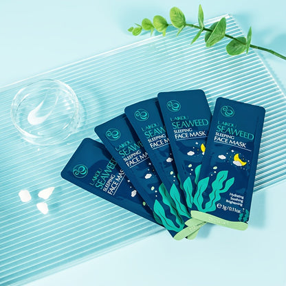 15pcs Seaweed Sleeping Mask, Oil Control Gel Mask, Free Washing Night Mask Travel Essential