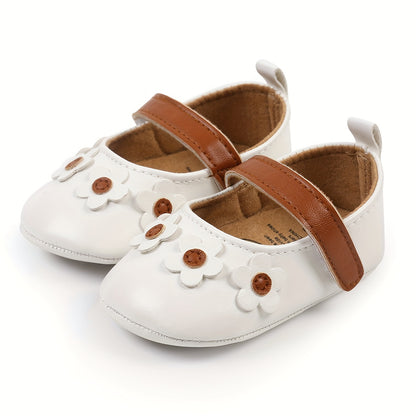 Baby Girls Mary Jane Flats With Bowknot Non Slip Soft Sole Newborn Infant Toddler First Walker Crib Dress Shoes