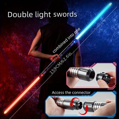 Rechargeable Light Sword, Upgraded Version 7 Colors Metal Handle, 1800mAh 18650 Series Lithium Battery, Aluminum Alloy Material, 2-in-1 with 3 Sound Effects, Light Grey, Black, Golden, Silvery Grey, USB Charging, ≤36V Opera