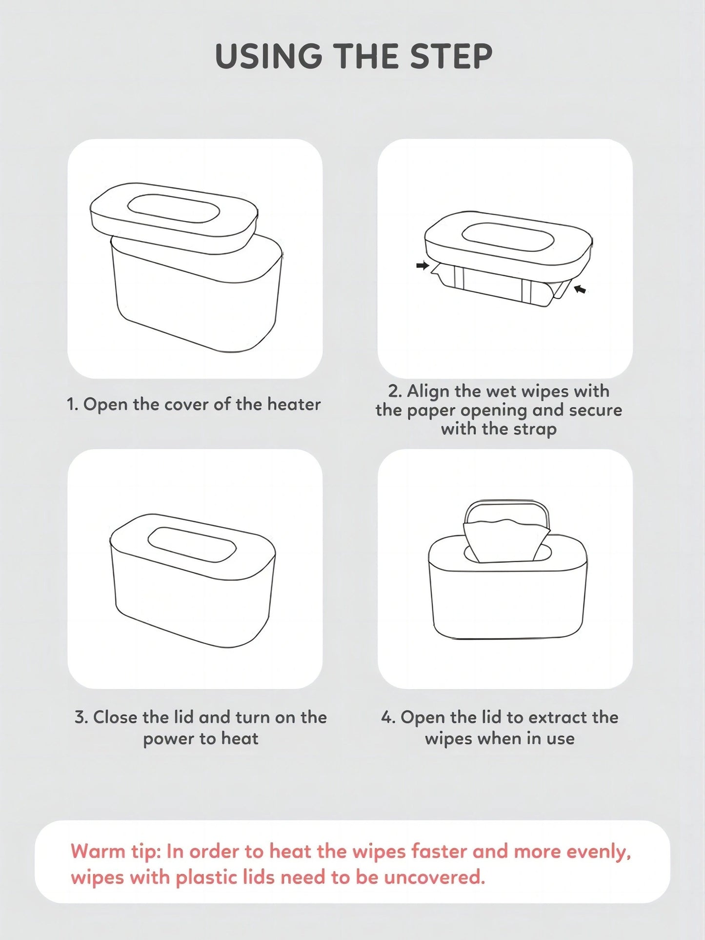 USB Wipe Warmer, Wet Wipes Dispenser, Plain Color Wipe Warmer For Travel Home Car, Large Capacity Wet Wipe Dispenser, Battery Not Included