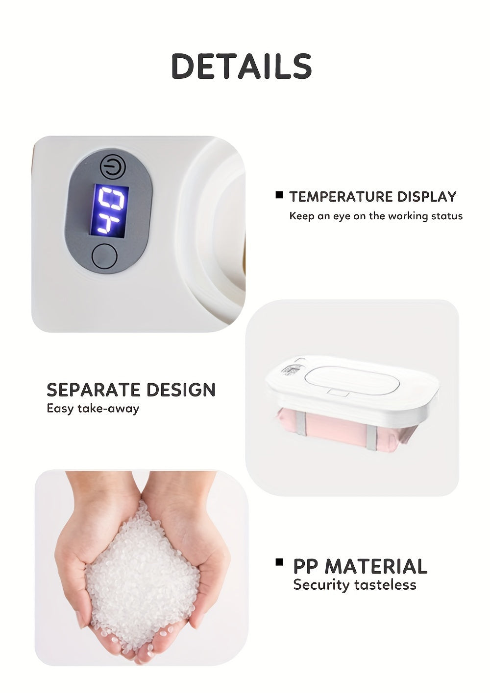 USB Wipe Warmer, Wet Wipes Dispenser, Plain Color Wipe Warmer For Travel Home Car, Large Capacity Wet Wipe Dispenser, Battery Not Included