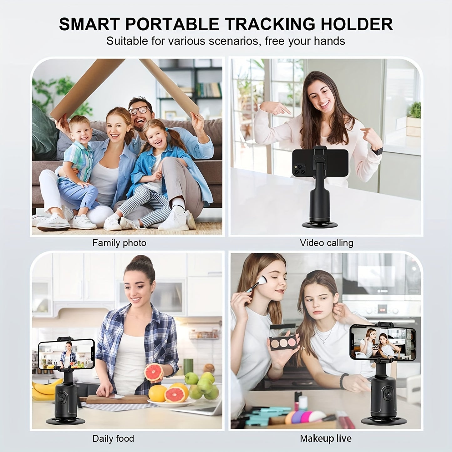 [HKXYK 360° Tripod] HKXYK 360° Rotating Face Tracking Tripod for Phone | Smart Vlogging & Streaming Holder with Rechargeable Battery, Stable Phone Mount for Live Videos, Outdoor Photography, Travel Vlogging, Modern Design,