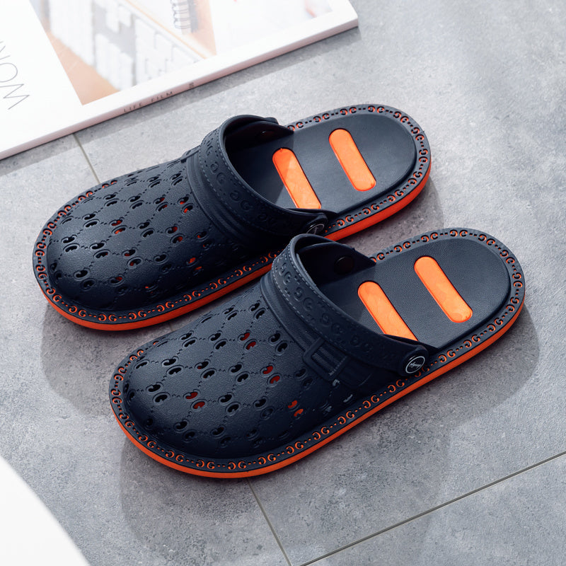 Women's Hollow Out Flat Clogs, Breathable & Lightweight Beach Sandals, Indoor & Outdoor Slippers