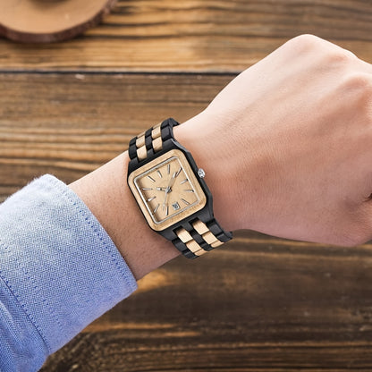 Wood Watch Rectangle Dial Wooden Watches for Men Quartz Movement Mens Watches