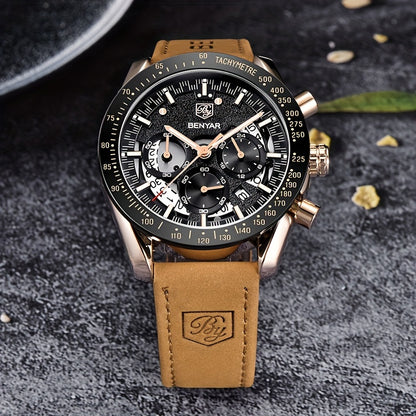 BENYAR Watches For Men Analog Quartz Chronograph Luminous Big Face Mens Watches Business Work Sport Casual Fashion Designer Dress Men'S Wrist Watches Elegant Gift For Men