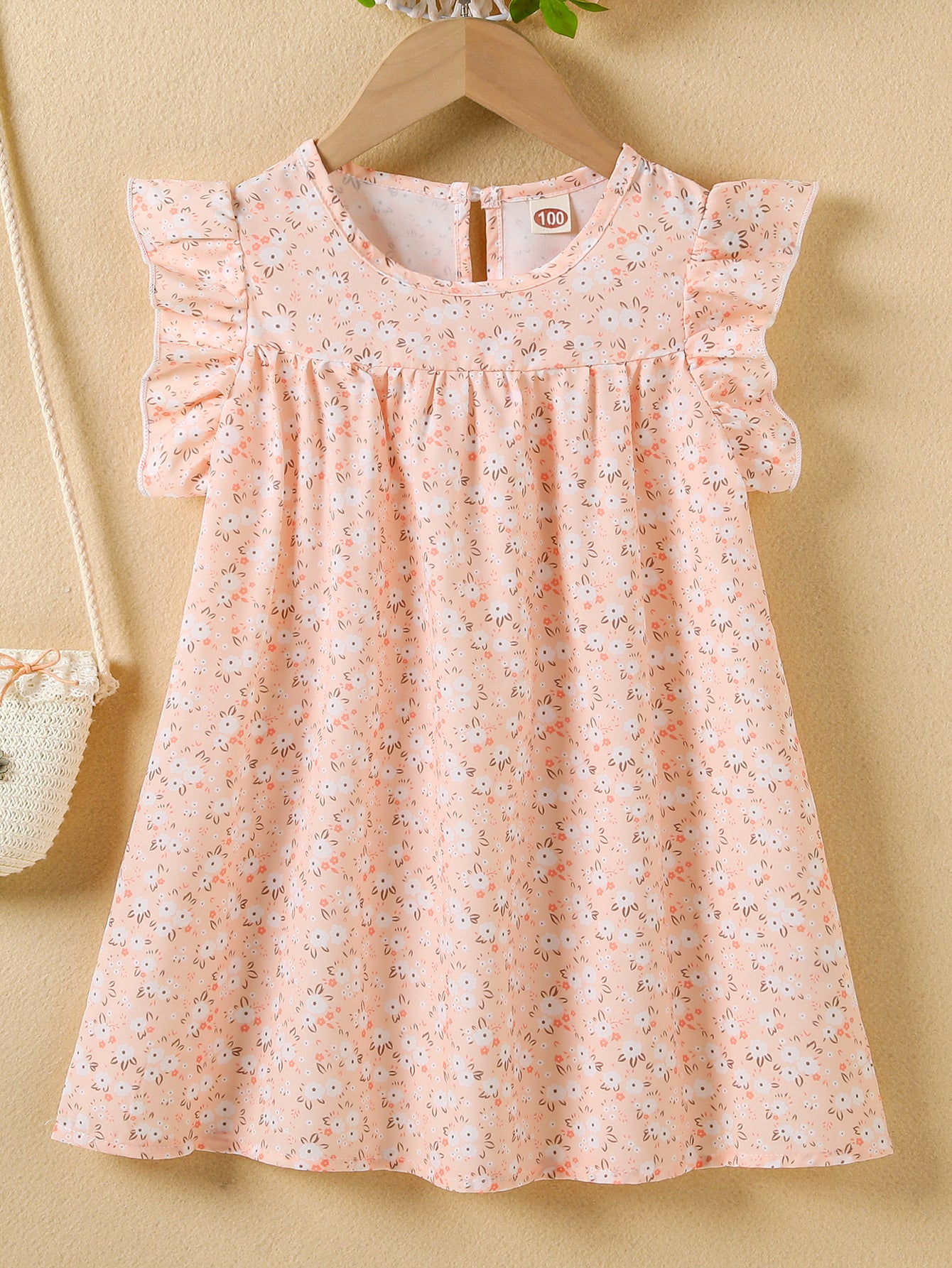 Girls' Summer Floral Princess Sundress - Sleeveless, Easy-Care, Elegant Crew Neck with Flared Hem