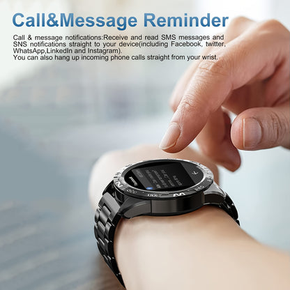 LIGE Smart Watches for Men with Wireless Call 1.32" Full Touch Screen Activity 100+ Sports Modes/ Music&Camera Control/ Weather Forecast Stainless Steel Smartwatch Compatible for Android Phones and iPhone