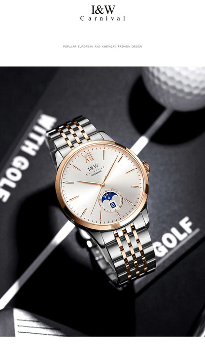 Carnival high-end brand mechanical watches for men stainless steel sapphire mirror fashion sports watches for men holiday gifts